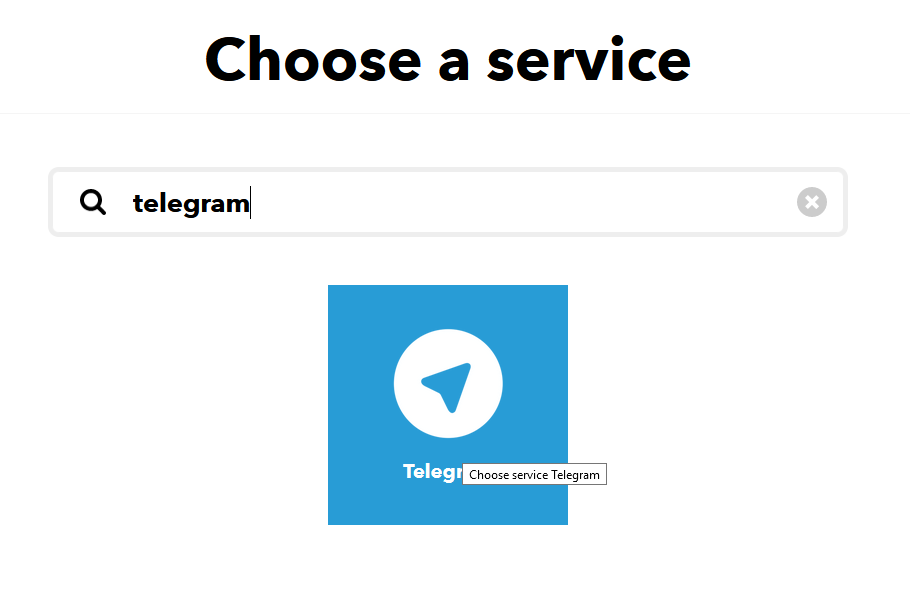 Seleccionando Telegram como servicio